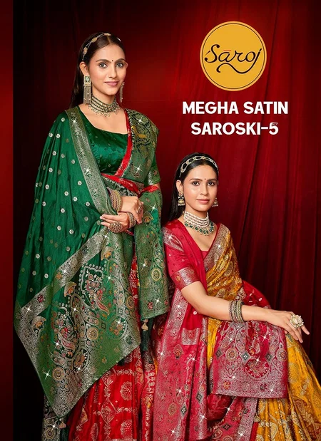 Megha Satin Saroski Vol 5 By Saroj Pure Satin Silk Wholesale Saree With Dupatta Suppliers In Surat